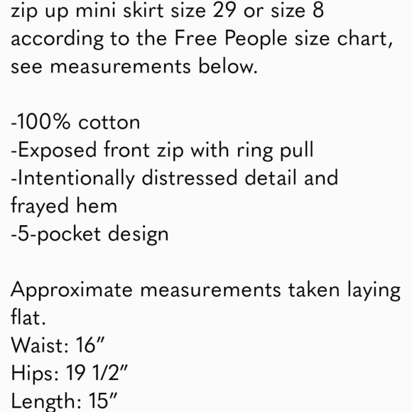 FREE PEOPLE ZIP HAVEN DISTRESSED RAW HEMLINE DEMIN SKIRT EUC SIZE 29 - Picture 11 of 12